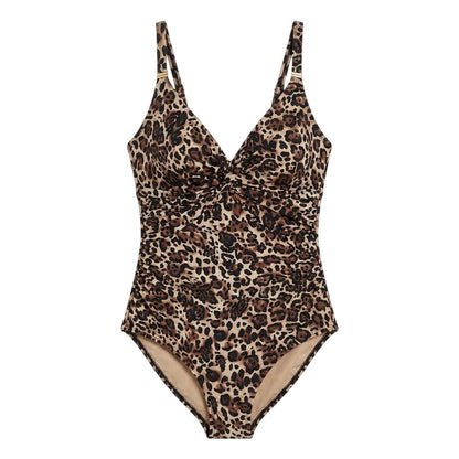 Leopard - Front - Biba Womens-Ladies Icon Tummy Control One Piece Swimsuit