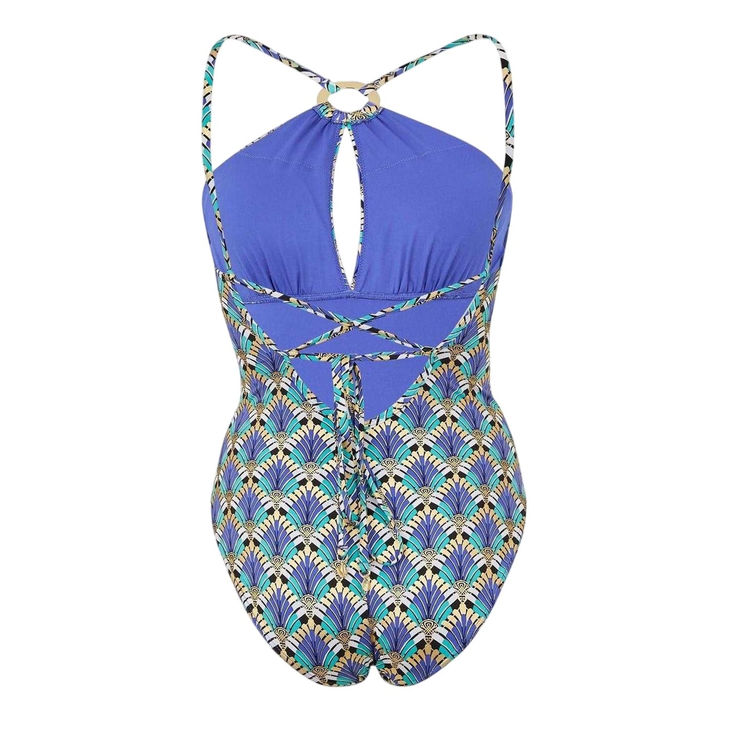 Deco Rose - Back - Biba Womens-Ladies High-Neck One Piece Swimsuit