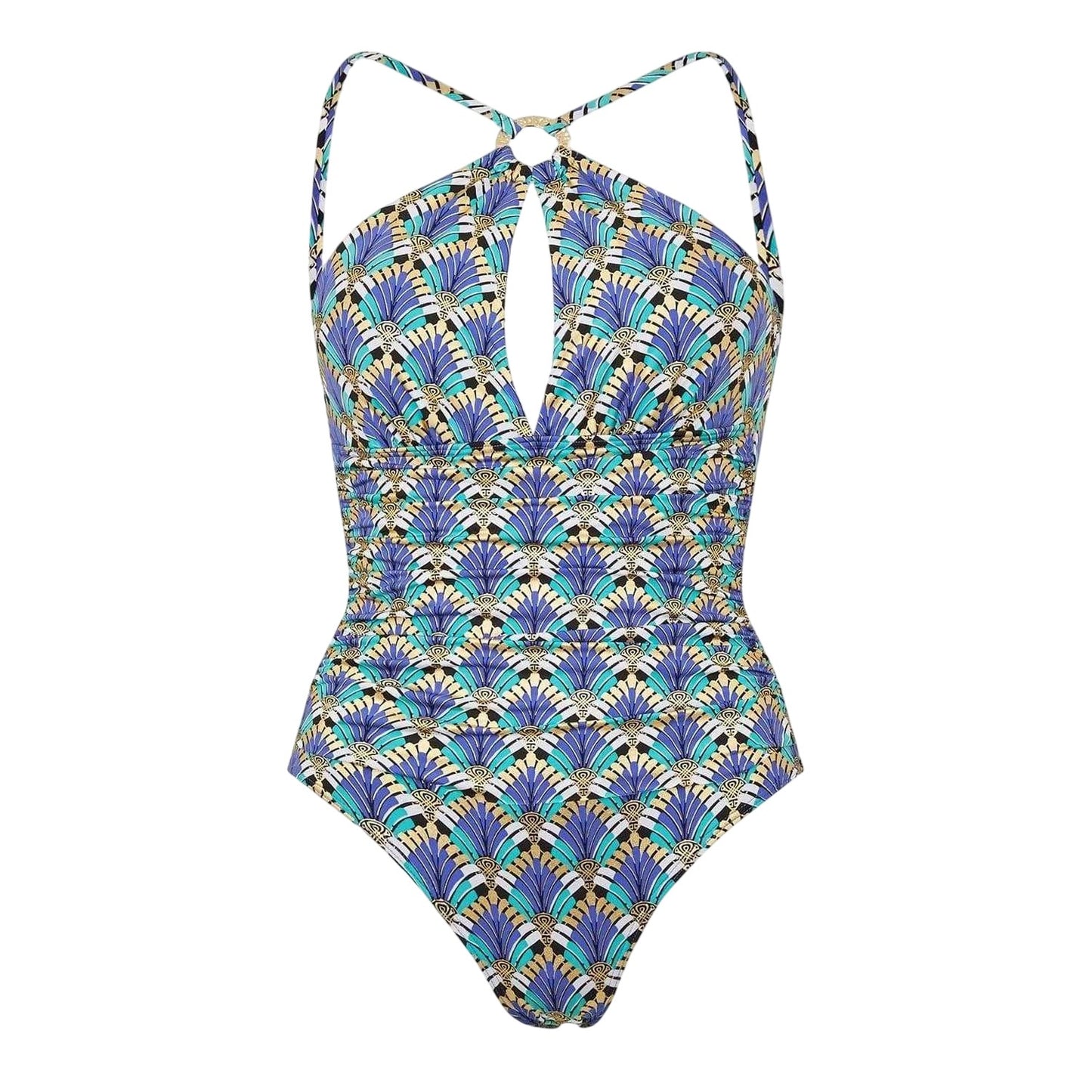 Deco Rose - Front - Biba Womens-Ladies High-Neck One Piece Swimsuit