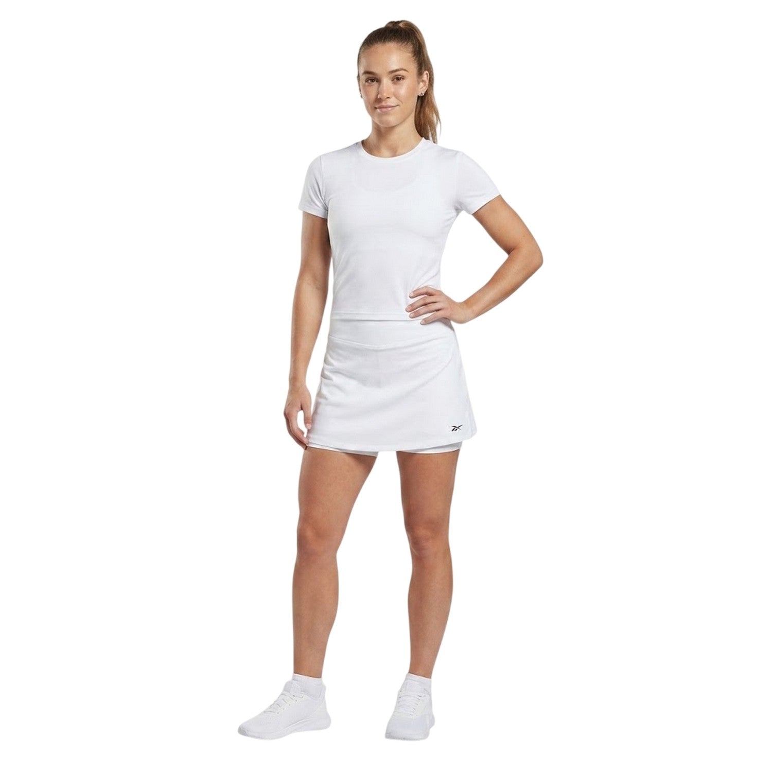 White - Lifestyle - Reebok Womens-Ladies Logo Tennis Skort