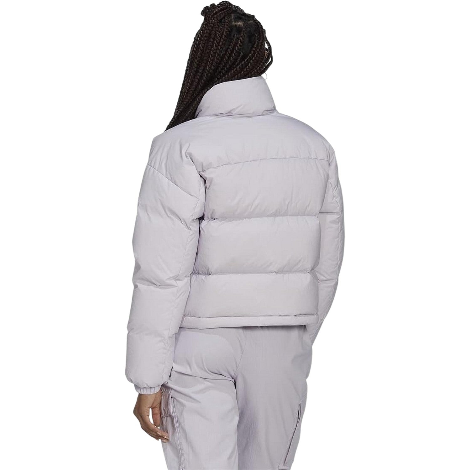 Purple - Back - Adidas Womens-Ladies Patterned Ribbed Heavyweight Puffer Jacket