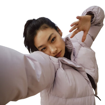 Purple - Side - Adidas Womens-Ladies Patterned Ribbed Heavyweight Puffer Jacket