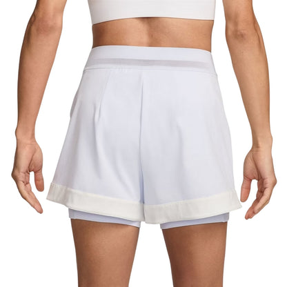 Grey-White - Back - Nike Womens-Ladies Mini Open Regular Tennis Skort