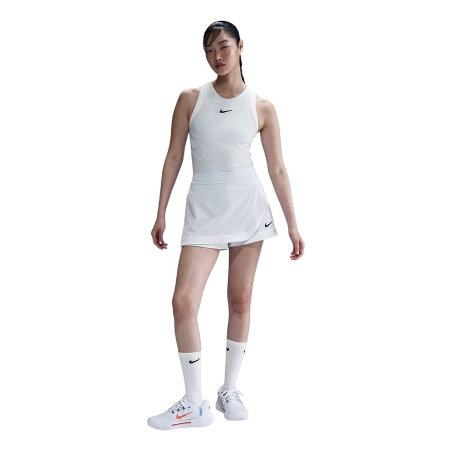Grey-White - Pack Shot - Nike Womens-Ladies Mini Open Regular Tennis Skort