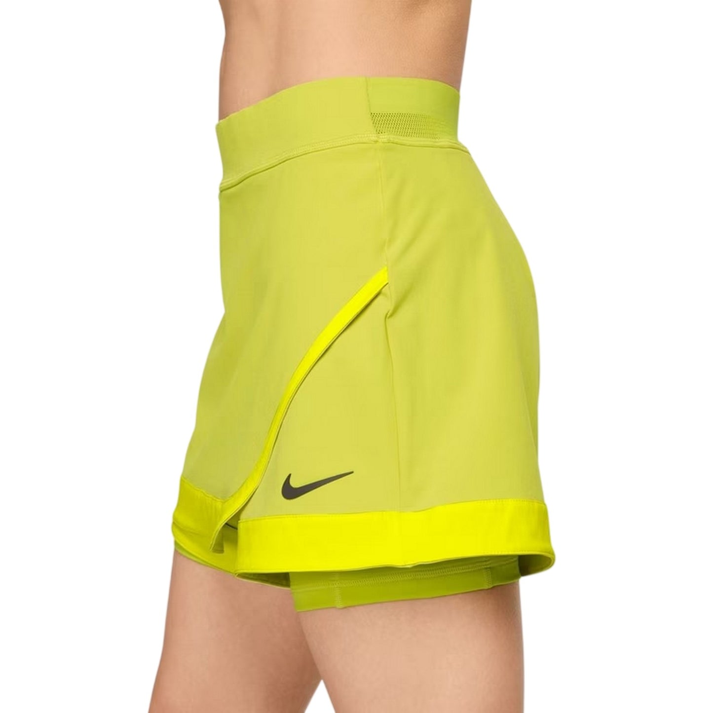 Vibrant Yellow - Side - Nike Womens-Ladies Mini Open Regular Tennis Skort
