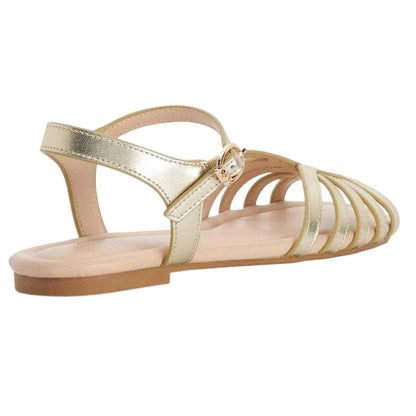 Gold - Back - Dune London Womens-Ladies Lilou Leather Sandals