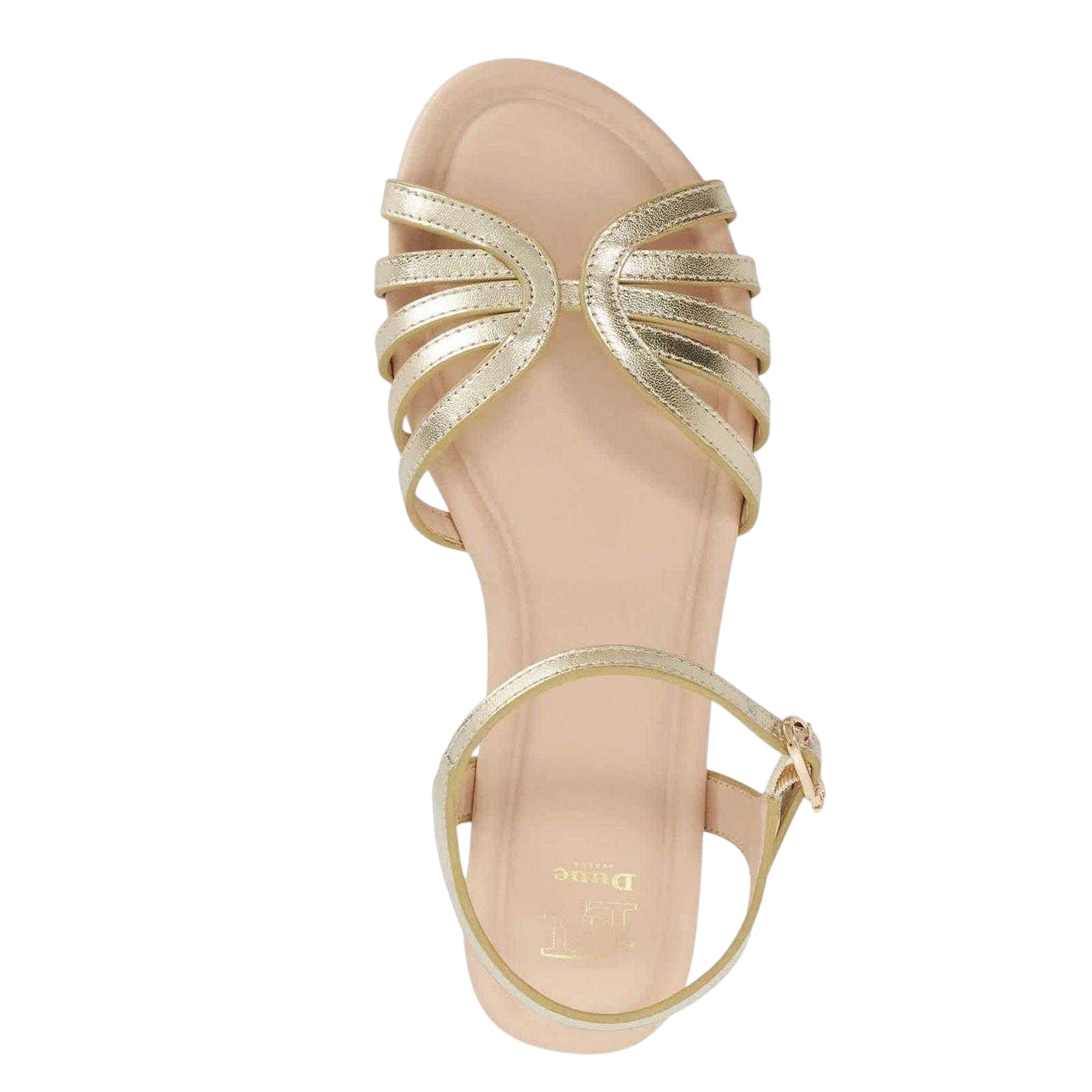 Gold - Side - Dune London Womens-Ladies Lilou Leather Sandals