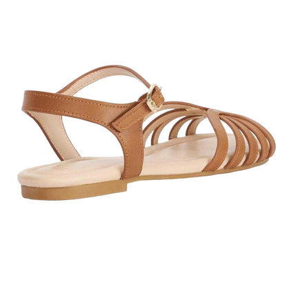 Tan - Back - Dune London Womens-Ladies Lilou Leather Sandals