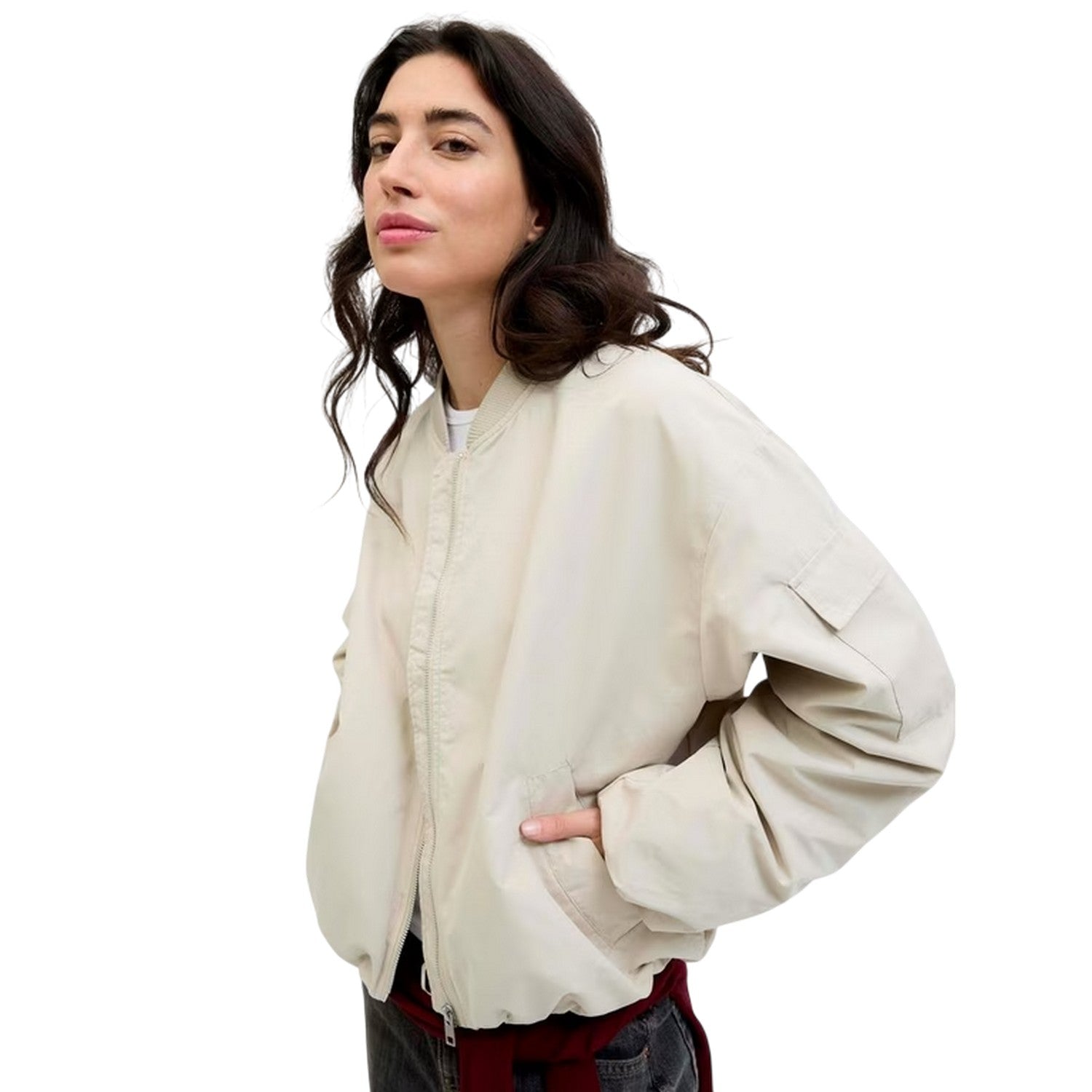 Frost Gray - Side - JJXX Womens-Ladies Lightweight Bomber Jacket