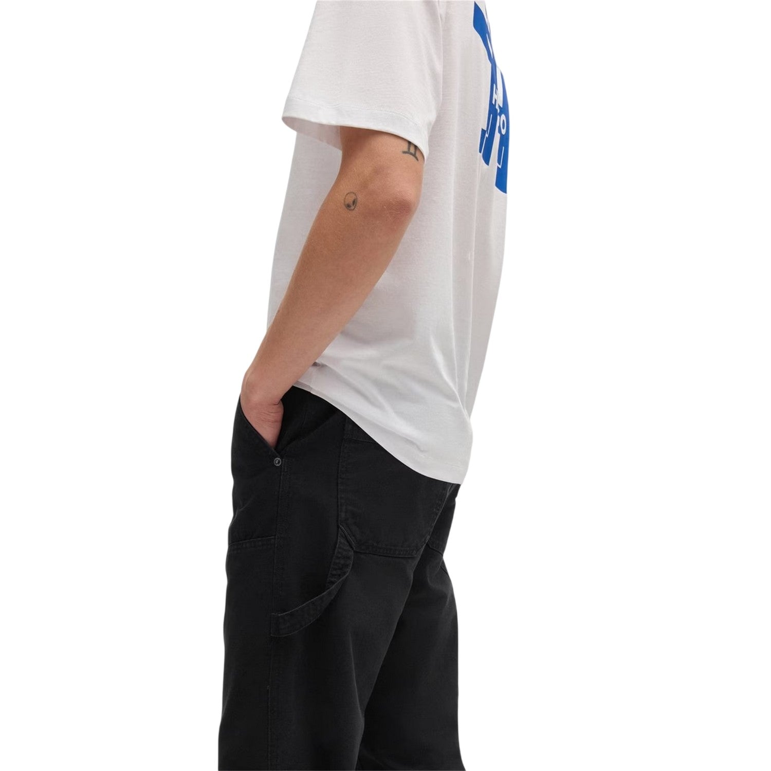Black - Side - Hugo Mens Cotton Plain Regular Cargo Trousers