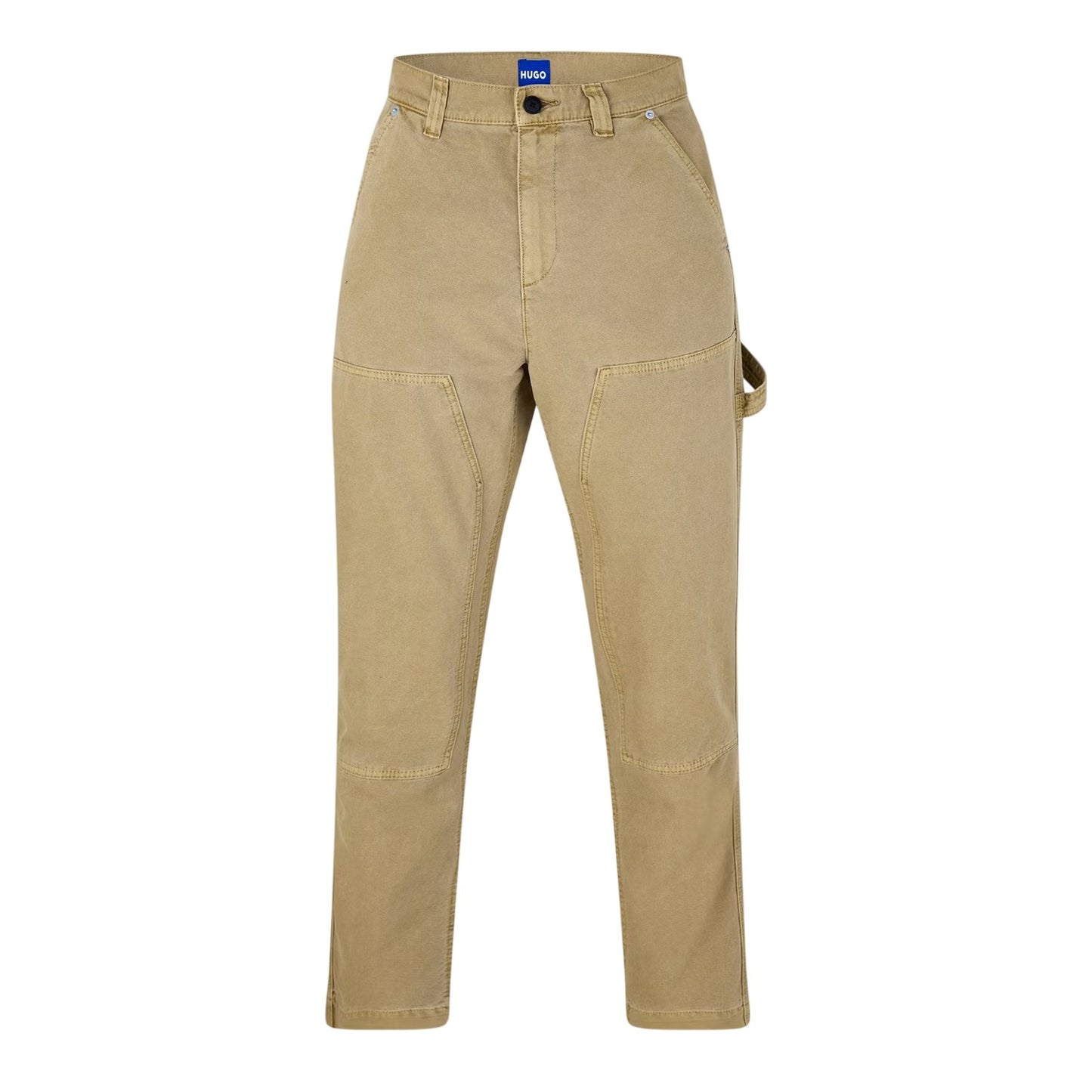 Sand - Front - Hugo Mens Cotton Plain Regular Cargo Trousers