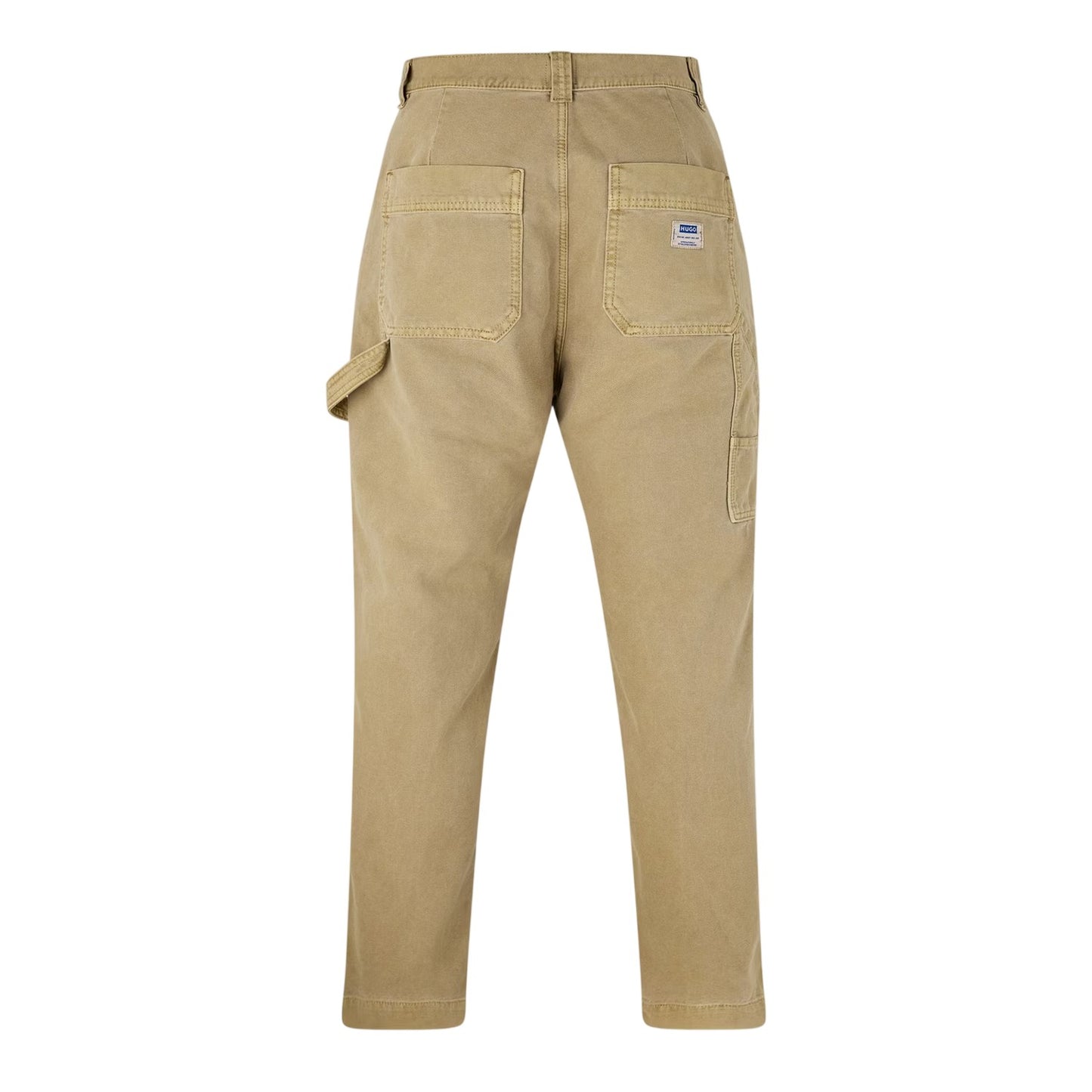 Sand - Back - Hugo Mens Cotton Plain Regular Cargo Trousers