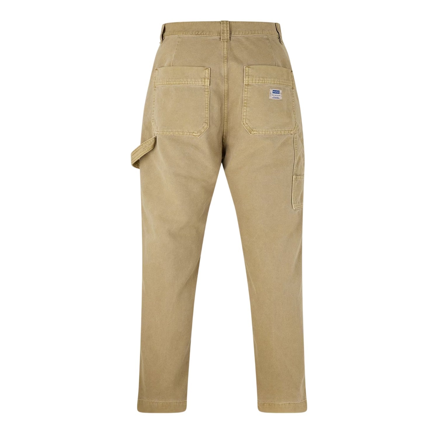 Sand - Back - Hugo Mens Cotton Plain Regular Cargo Trousers
