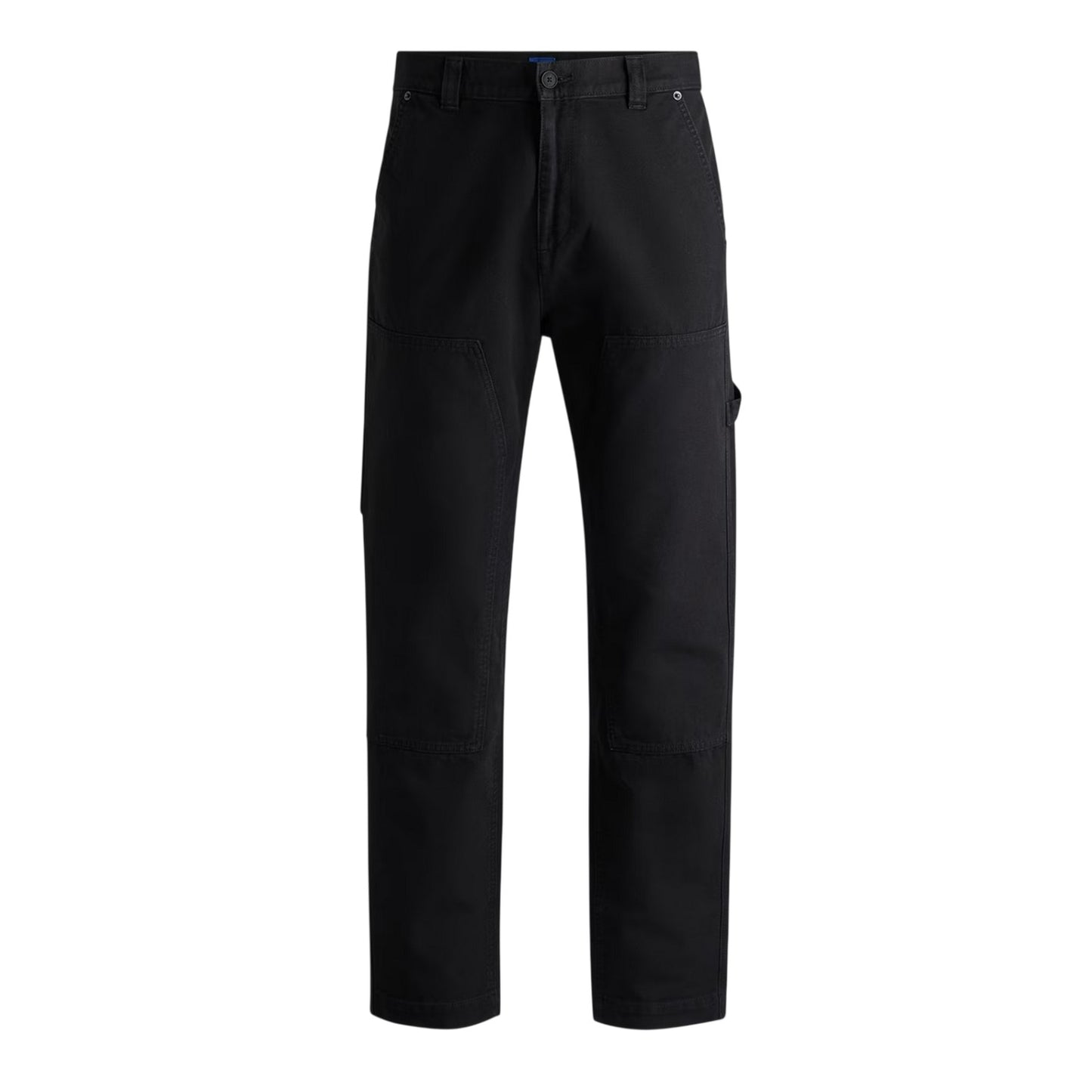 Black - Front - Hugo Mens Cotton Plain Regular Cargo Trousers