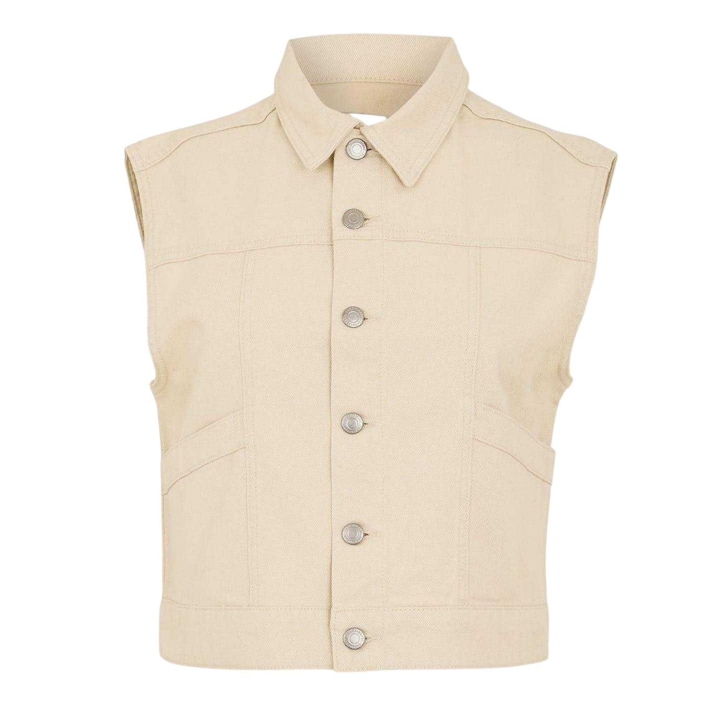 Ecru - Front - Threadbare Womens-Ladies Lucky Sleeveless Denim Jacket