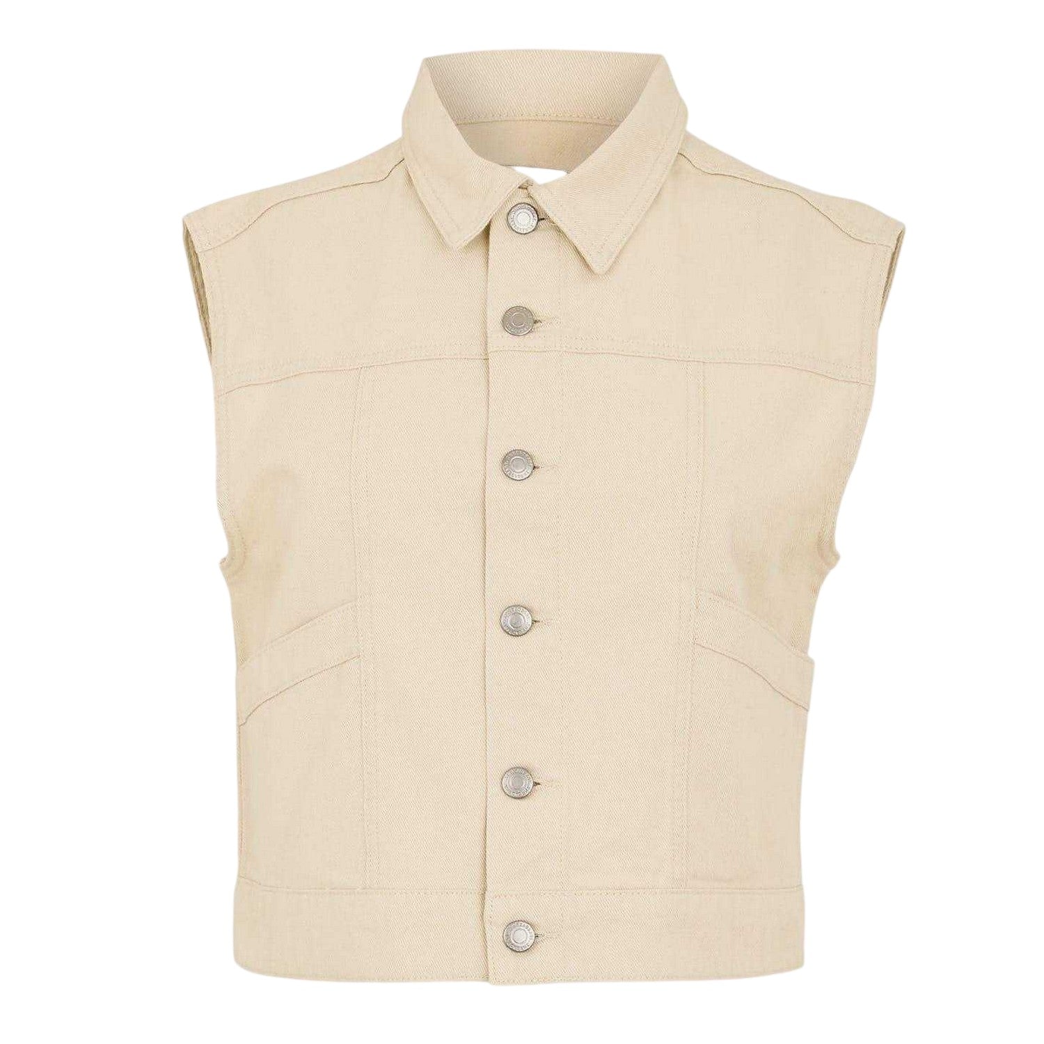 Ecru - Front - Threadbare Womens-Ladies Lucky Sleeveless Denim Jacket
