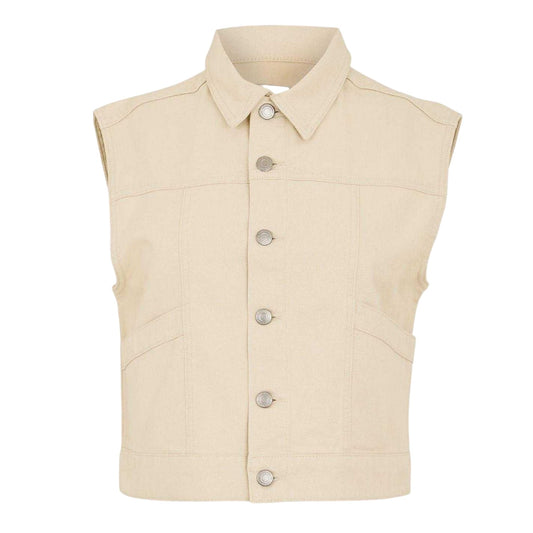 Ecru - Front - Threadbare Womens-Ladies Lucky Sleeveless Denim Jacket