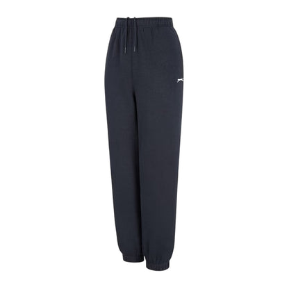 Navy - Side - Slazenger Womens-Ladies Fleece Elasticated Hem Jogging Bottoms