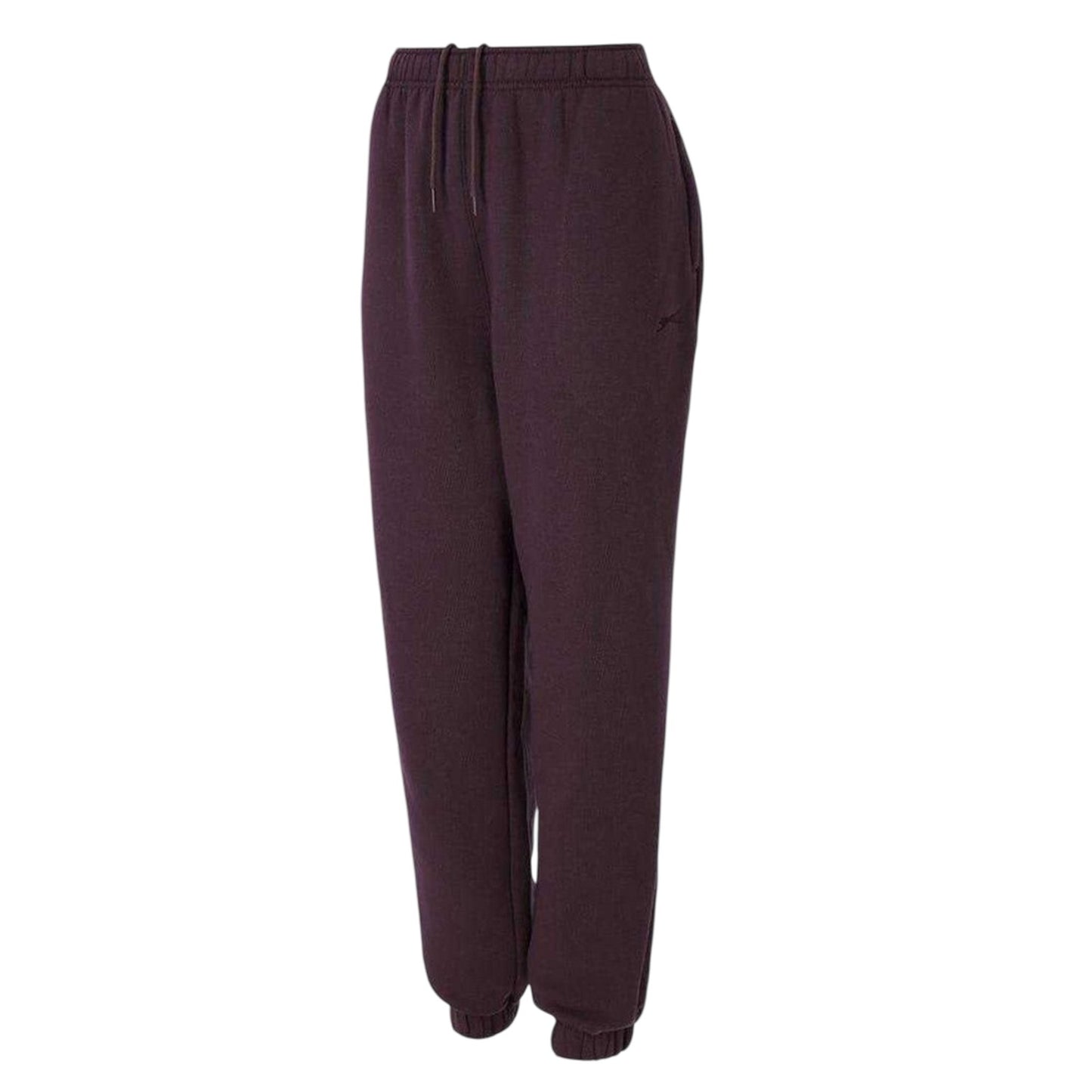 Plum - Side - Slazenger Womens-Ladies Fleece Elasticated Hem Jogging Bottoms
