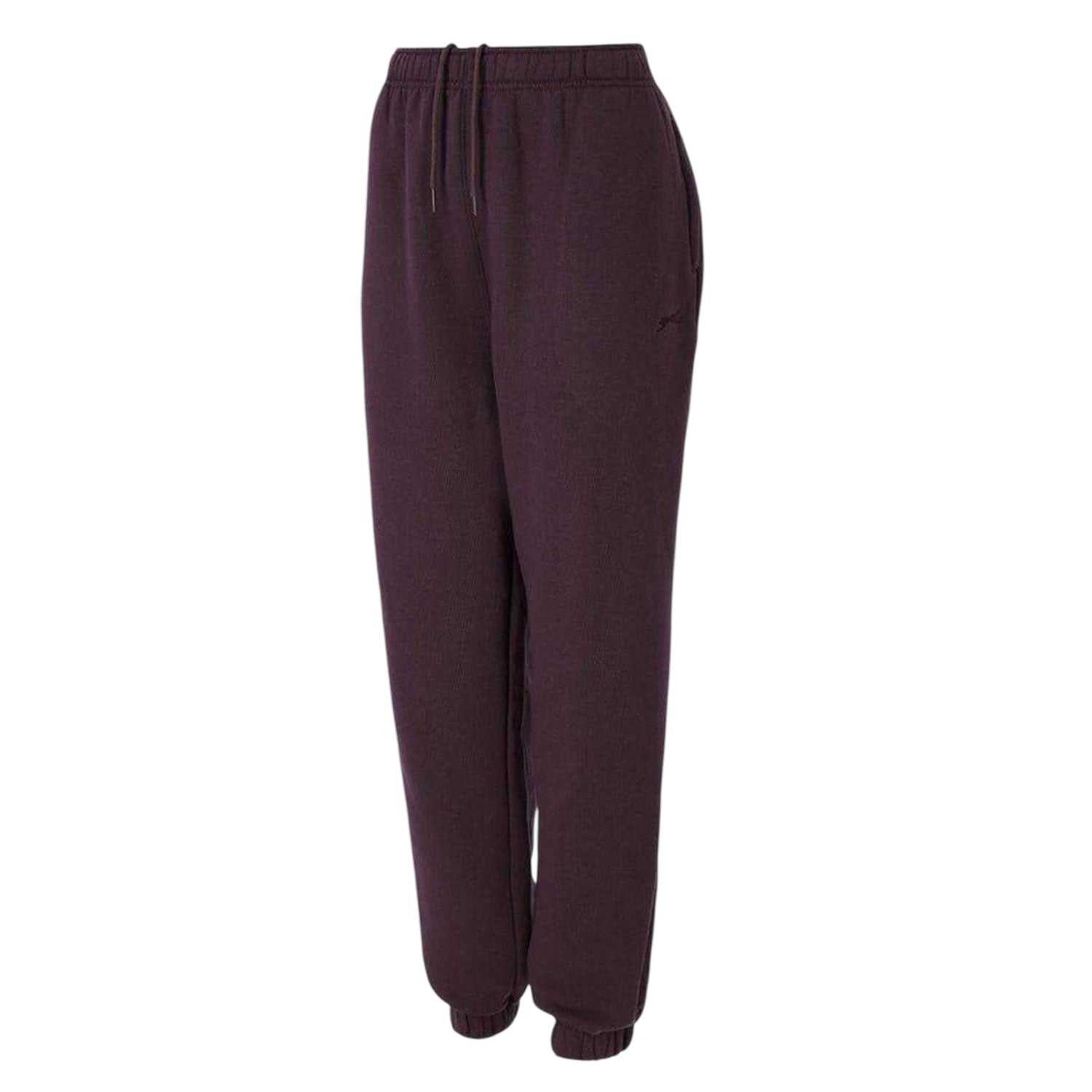 Plum - Side - Slazenger Womens-Ladies Fleece Elasticated Hem Jogging Bottoms