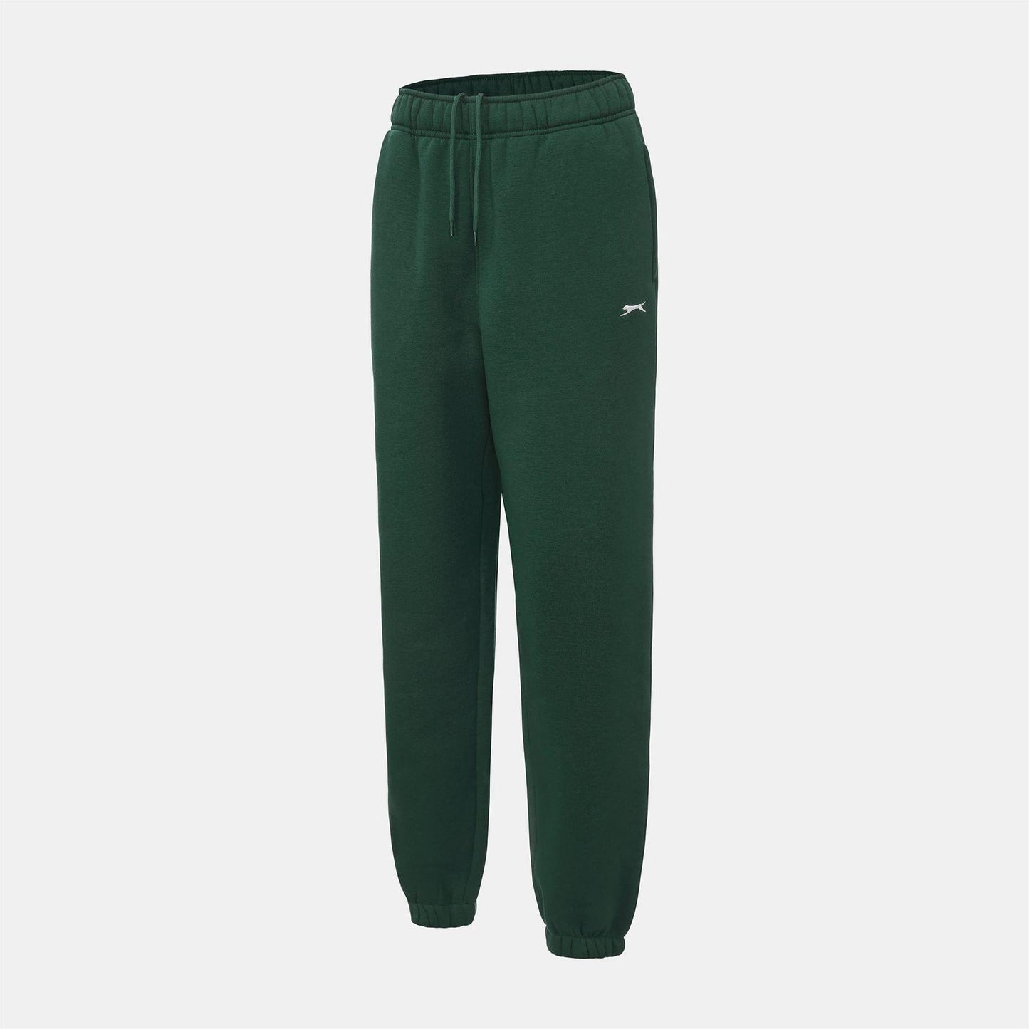 Forest Green - Side - Slazenger Womens-Ladies Fleece Elasticated Hem Jogging Bottoms