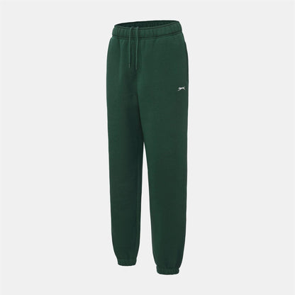 Forest Green - Side - Slazenger Womens-Ladies Fleece Elasticated Hem Jogging Bottoms