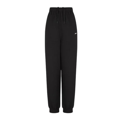Black - Front - Slazenger Womens-Ladies Fleece Elasticated Hem Jogging Bottoms