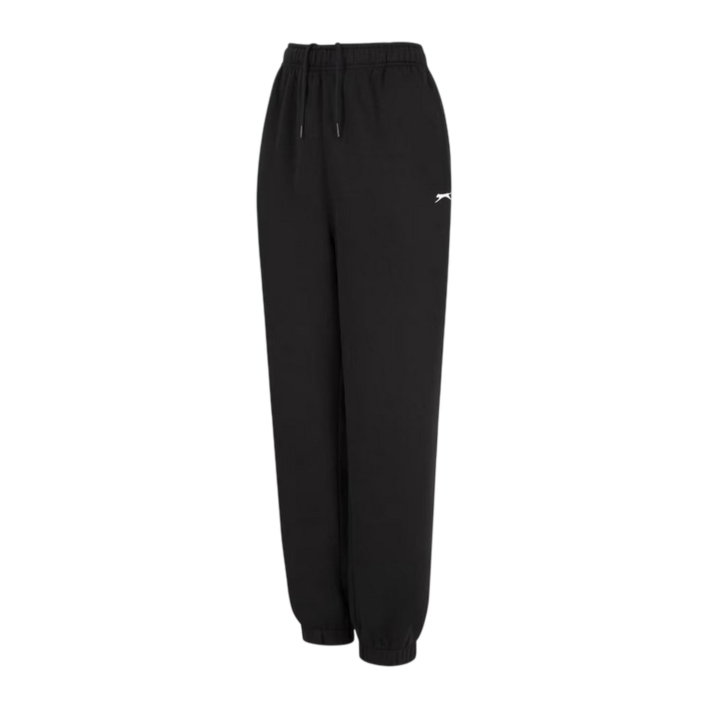Black - Side - Slazenger Womens-Ladies Fleece Elasticated Hem Jogging Bottoms