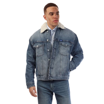 Navy - Lifestyle - Hugo Mens Stonewashed Chest Pocket Denim Jacket