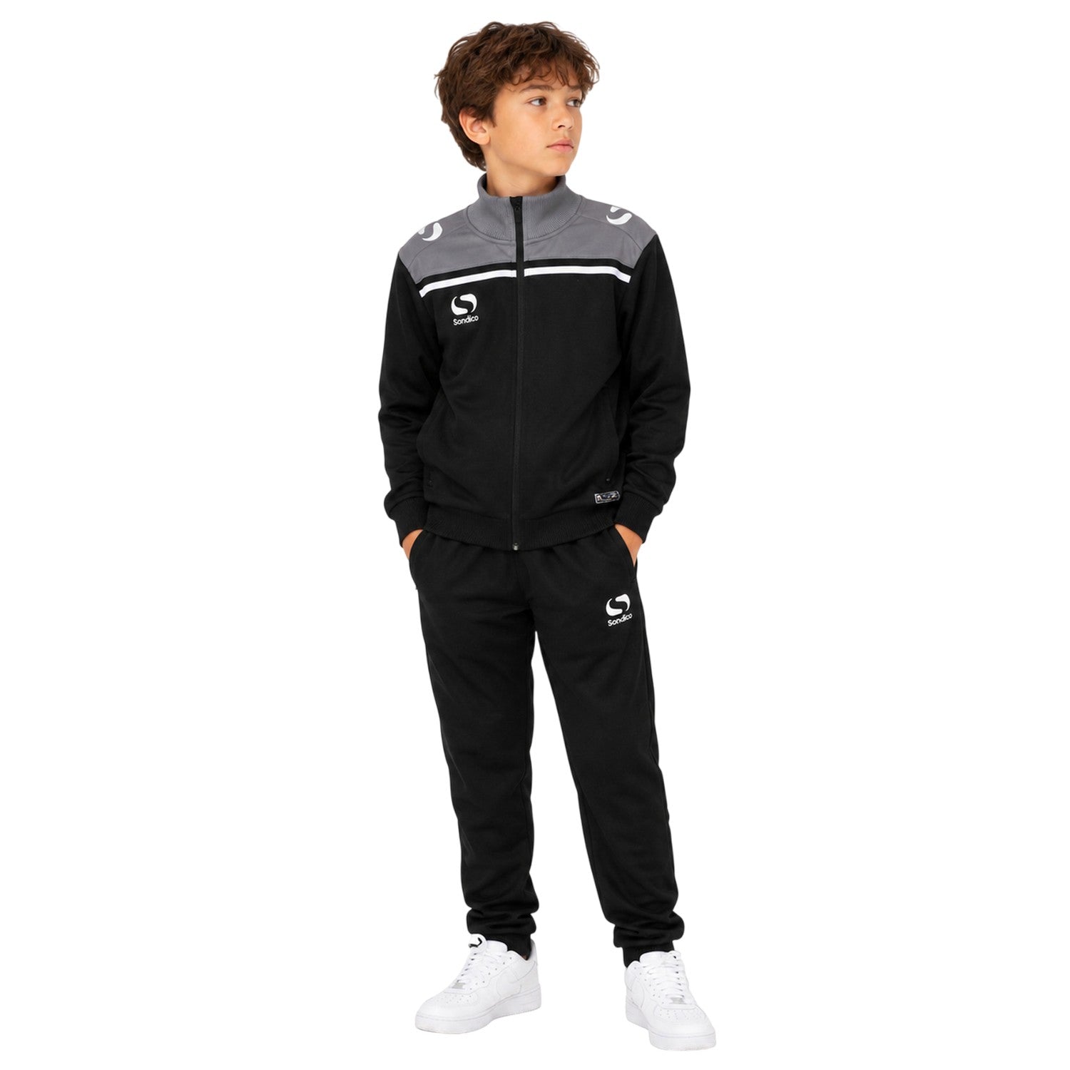 Black-Charcoal - Lifestyle - Sondico Childrens-Kids Precision Tracksuit Top