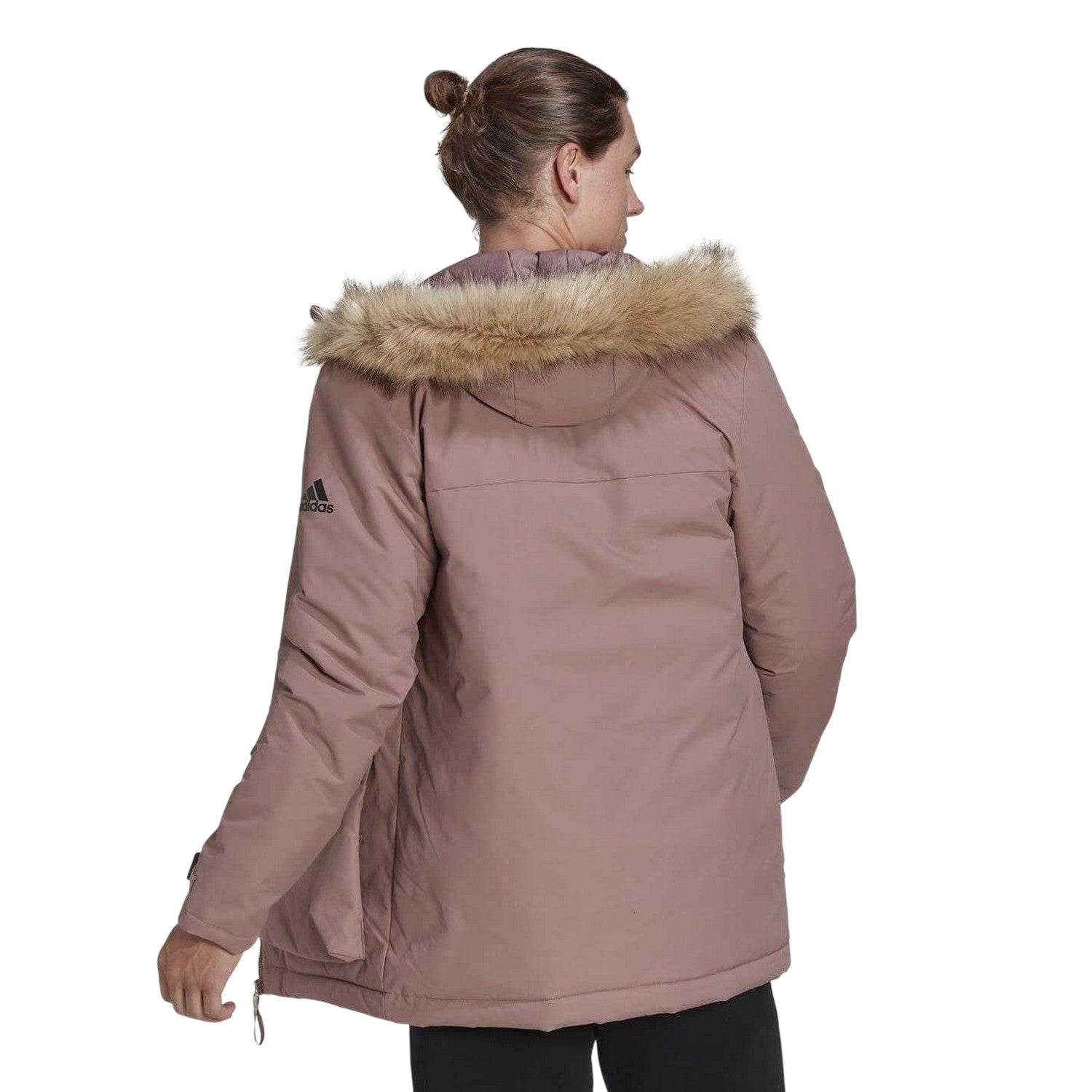 Wonder Mauve - Back - Adidas Womens-Ladies Plain Hooded Regular Parka