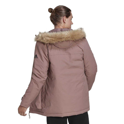 Wonder Mauve - Back - Adidas Womens-Ladies Plain Hooded Regular Parka