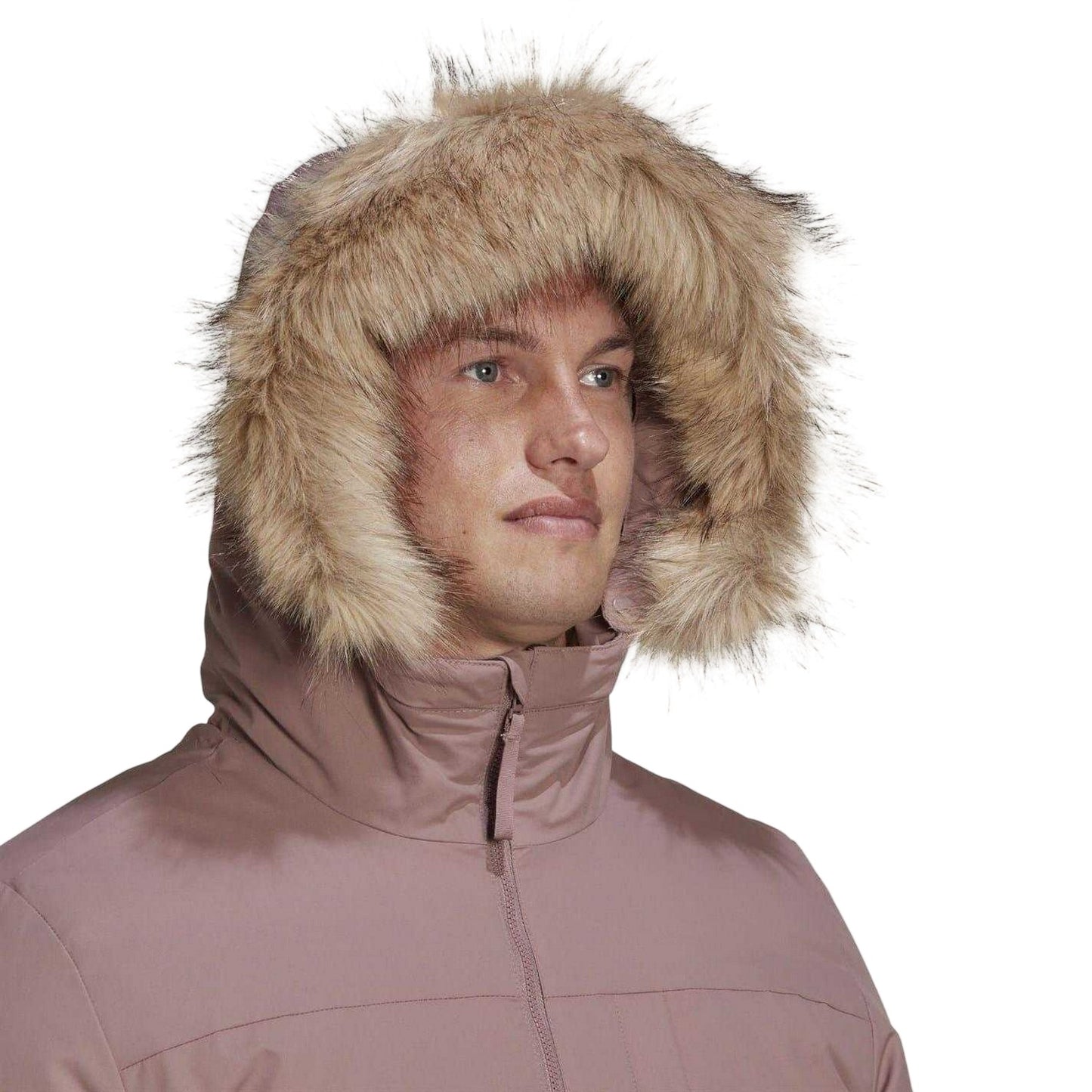 Wonder Mauve - Side - Adidas Womens-Ladies Plain Hooded Regular Parka