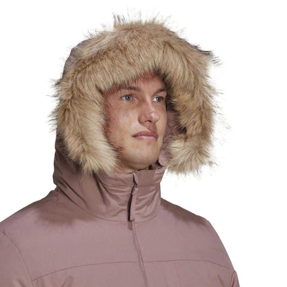 Wonder Mauve - Side - Adidas Womens-Ladies Plain Hooded Regular Parka