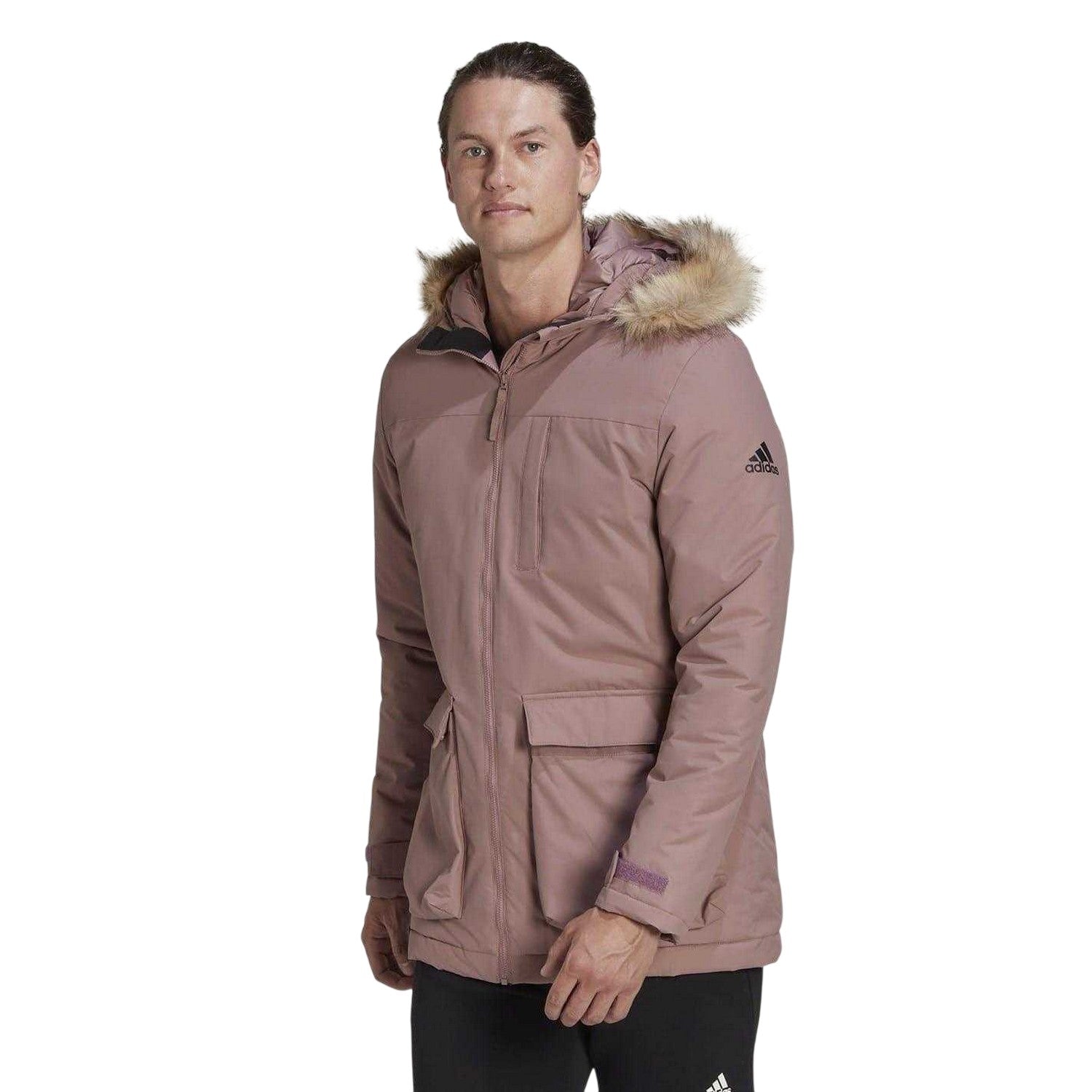 Wonder Mauve - Lifestyle - Adidas Womens-Ladies Plain Hooded Regular Parka