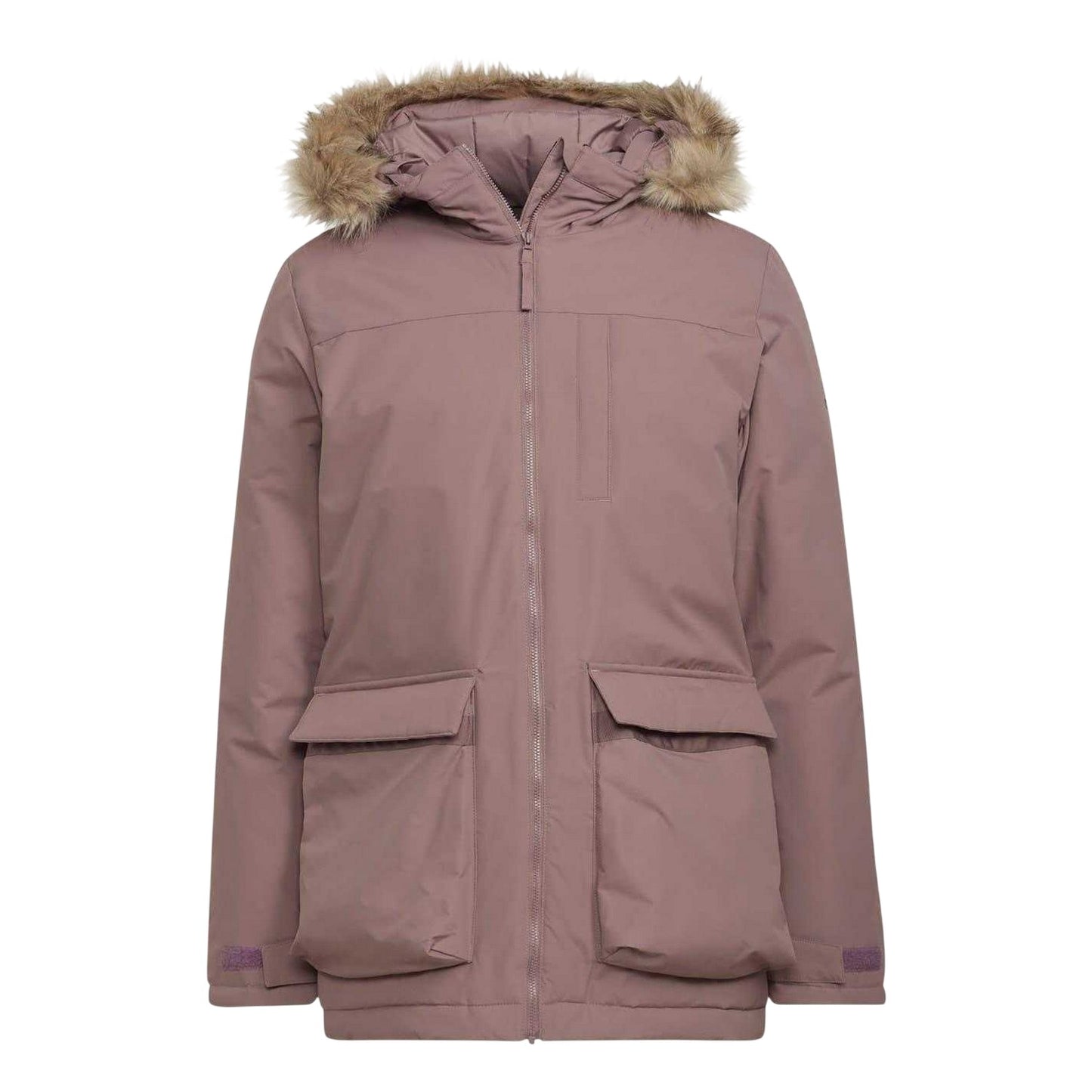 Wonder Mauve - Front - Adidas Womens-Ladies Plain Hooded Regular Parka