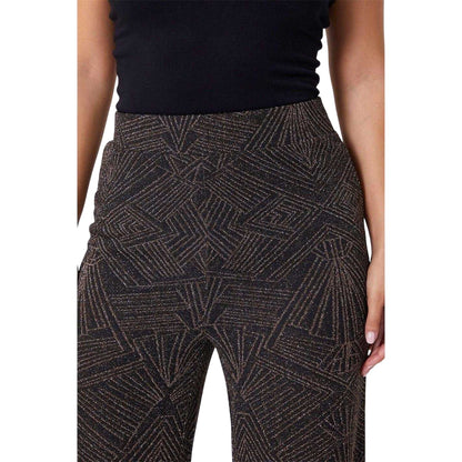 Gold-Silver - Side - Be You Womens-Ladies Lurex Geometric High Rise Wide Leg Trousers