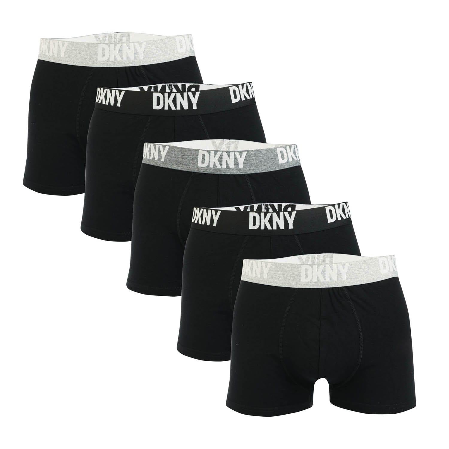 Black - Front - DKNY Mens Portland Boxer Shorts (Pack of 5)