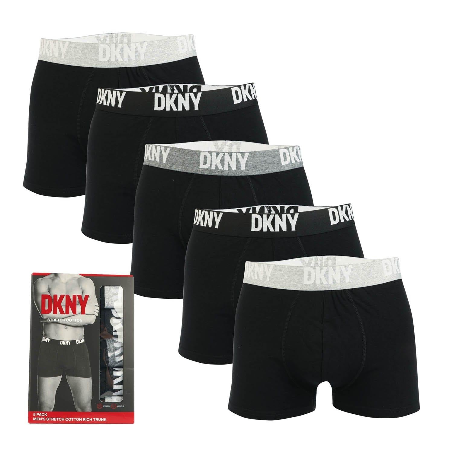 Black - Side - DKNY Mens Portland Boxer Shorts (Pack of 5)