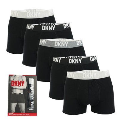 Black - Side - DKNY Mens Portland Boxer Shorts (Pack of 5)