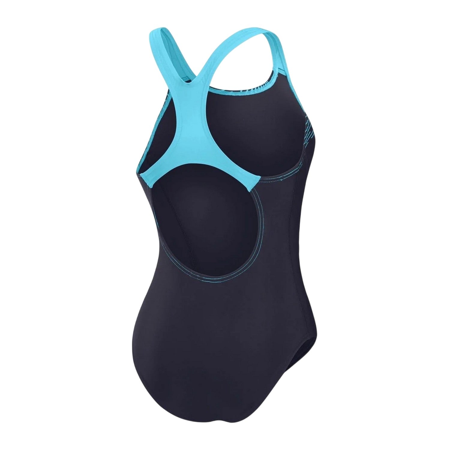 Navy Print - Back - Speedo Womens-Ladies Medley Medalist Logo One Piece Swimsuit