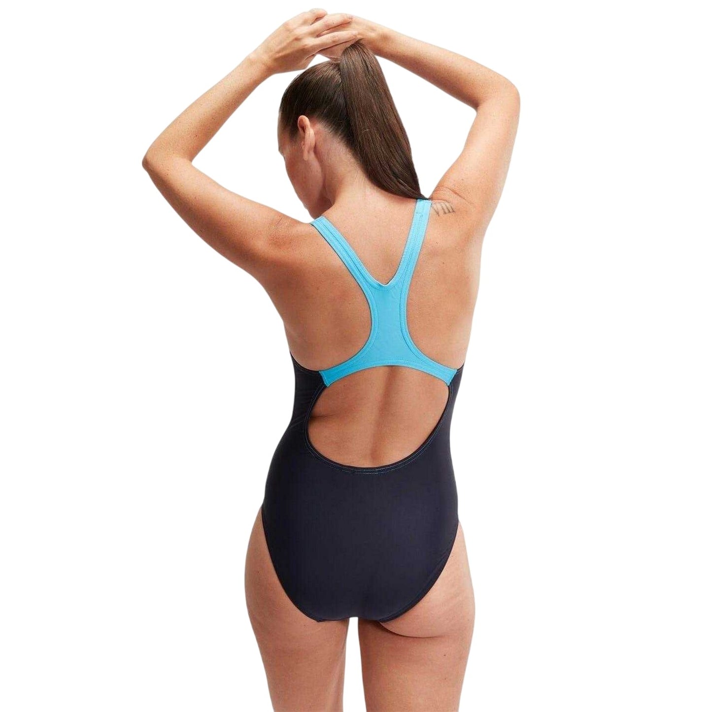 Navy Print - Lifestyle - Speedo Womens-Ladies Medley Medalist Logo One Piece Swimsuit