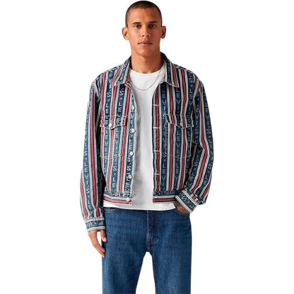 Blue - Lifestyle - Levis Mens Vertical Stripe Denim Trucker Jacket