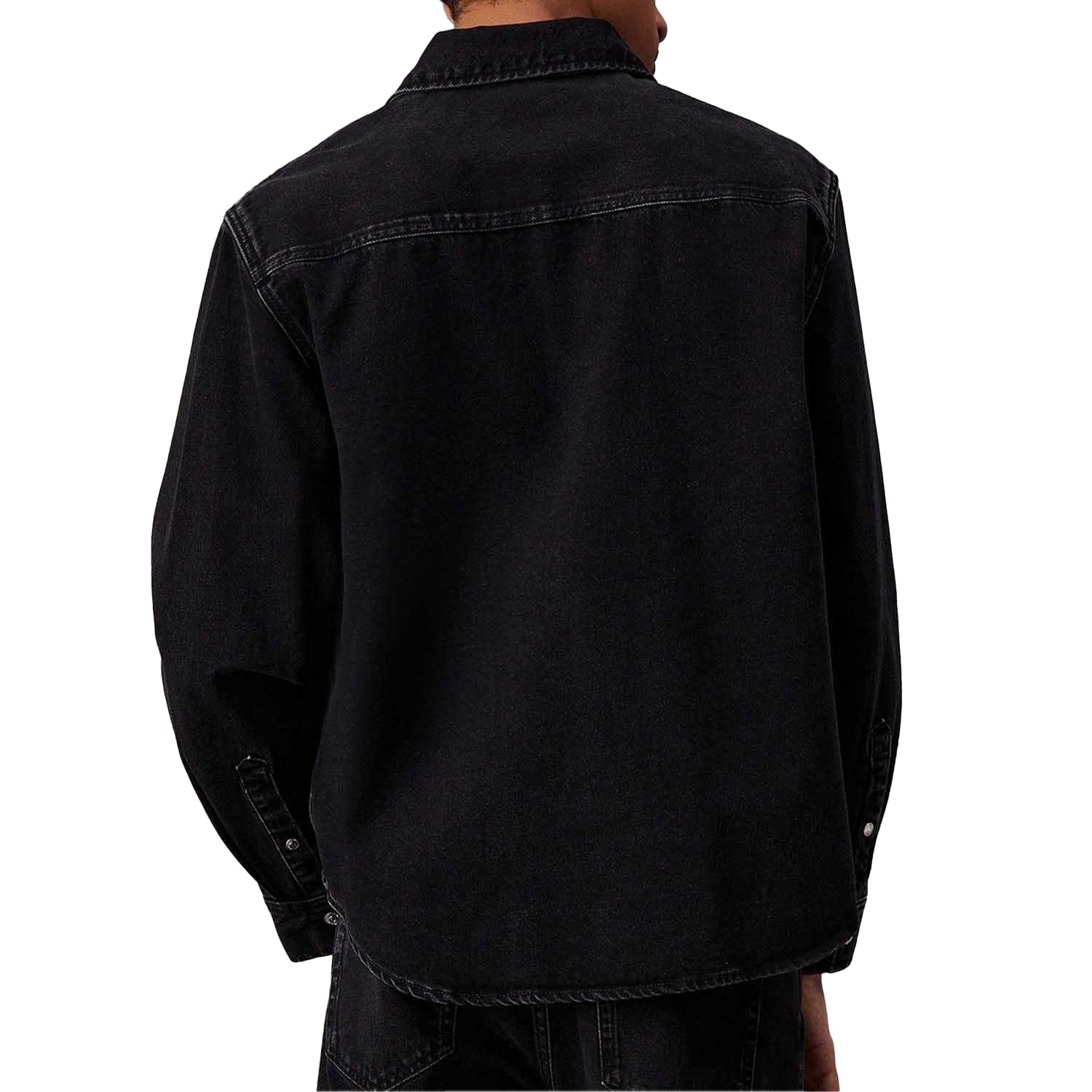 Black - Back - Calvin Klein Mens Linear Denim Regular Shirt