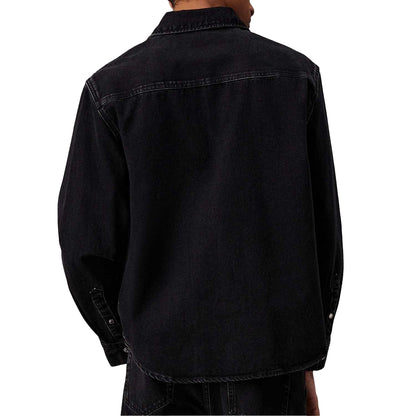 Black - Back - Calvin Klein Mens Linear Denim Regular Shirt