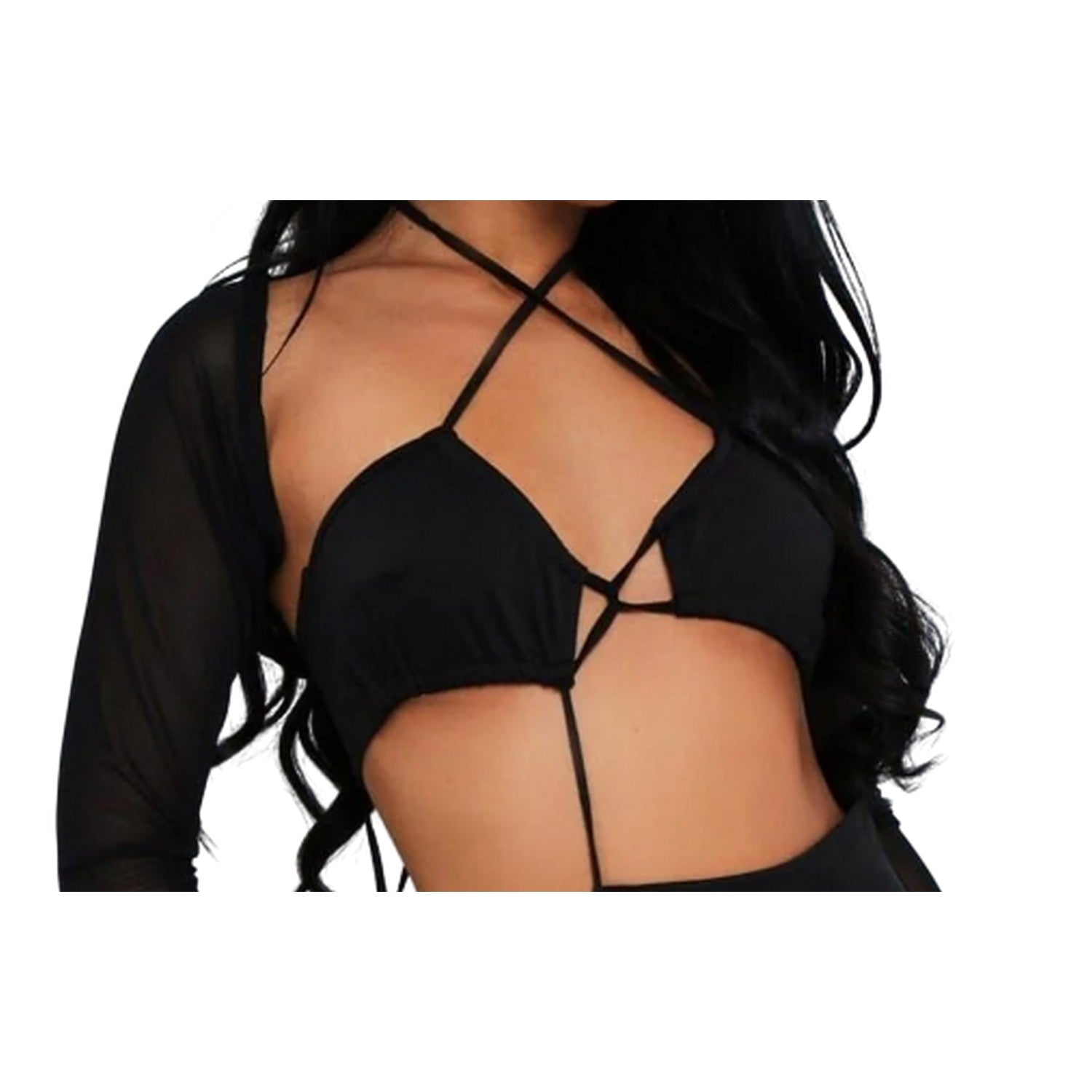 Black - Back - Missy Empire Womens-Ladies Bolero Cut Out Dress