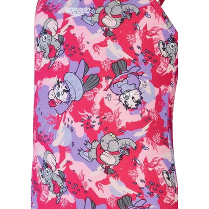 Pink - Lifestyle - Speedo Girls Animals Frill One Piece Swimsuit