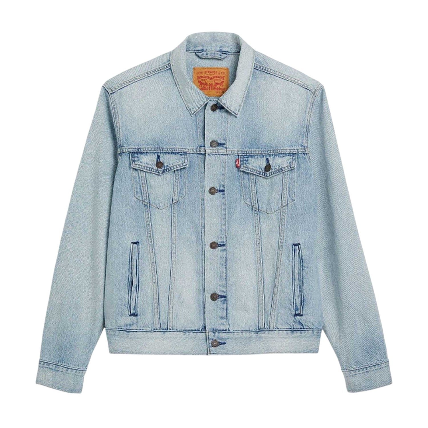 Light Wash - Front - Levis Mens Denim Chest Pocket Trucker Jacket