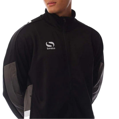 Black-Charcoal-White - Side - Sondico Mens Colour Block Track Jacket