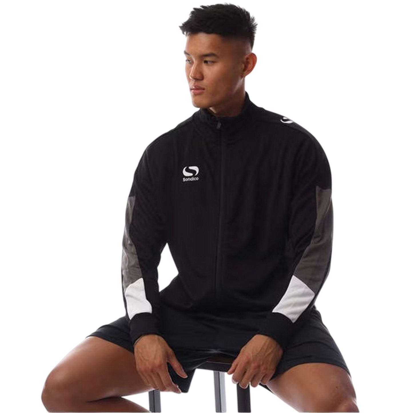 Black-Charcoal-White - Lifestyle - Sondico Mens Colour Block Track Jacket